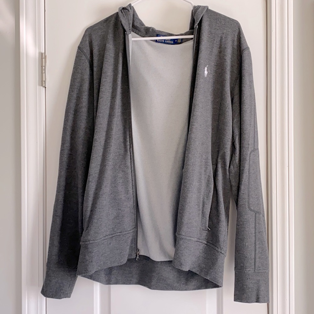 Lightweight hooded zip up polo jacket